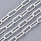304 Stainless Steel Paperclip Chains, Drawn Elongated Cable Chains, Unwelded, with Spool, Oval, Silver, 17x7x1.5mm, about 65.61 Feet(20m)/roll