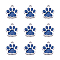 Alloy Enamel Charms, with Glitter Powder, Dog Paw Prints, Platinum, Royal Blue, 17.7x16.6x2mm, Hole: 2mm