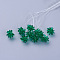 Glass Woven Beads, Flower/Sparkler, Made of Horse Eye Charms, Green, 13mm