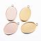 304 Stainless Steel Pendant Cabochon Settings, Plain Edge Bezel Cups, Oval, Mixed Color, Tray: 18x13mm, 22x14x1.5mm, Hole: 1.5mm