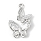Brass Micro Pave Clear Cubic Zirconia Pendants, Cadmium Free & Nickel Free & Lead Free, Butterfly Charms, Platinum, 22.5x15.5x3.5mm, Hole: 1.5mm