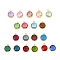 Glass Charms, with Real 18K Gold Plated Cadmium Free & Nickel Free & Lead Free Brass Findings, Long-Lasting Plated, Faceted Flat Round, Mixed Color, 7x4x1.8mm, Hole: 0.8mm