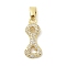 Brass Micro Pave Cubic Zirconia Pendants, Letter, Real 18K Gold Plated, Letter I, 20x8.5x2.5mm, Hole: 4.8x2.9mm