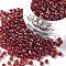 Glass Seed Beads, Trans. Colours Lustered, Round, Crimson, 3mm, Hole: 1mm, about 10000pcs/pound