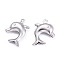 Tarnish Resistant Dolphin 304 Stainless Steel Pendants, Stainless Steel Color, 21x16x4mm, Hole: 1mm