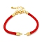 Nylon Cords Bracelet Makings Fit for Connector Charms, with Brass Findings and 304 Stainless Steel Lobster Claw Clasps, Long-Lasting Plated, Red, 6-1/2~6-3/4 inch(16.5~17cm), Hole: 1.8mm