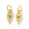 Brass Micro Pave Clear Cubic Zirconia Pointed Charms, with Jump Ring, Cadmium Free & Nickel Free & Lead Free, Darts, Real 18K Gold Plated, 12x5x2mm, Hole: 3.2mm