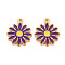 304 Stainless Steel Enamel Pendants, Ion Plating(IP), Golden, Flower, Dark Violet, 18x15.5x2mm, Hole: 1.4mm