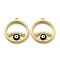 Brass Micro Pave Cubic Zirconia Pendants, Cadmium Free & Nickel Free & Lead Free, with Enamel, Flat Round with Eye Charms, Black, 21x18.5x3mm, Hole: 1.2mm