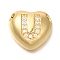 Rack Plating Brass Micro Pave Cubic Zirconia Pendants, Cadmium Free & Lead Free, Heart with Letter A~Z Charms, Real 18K Gold Plated, Letter U, 14.5x16x6mm, Hole: 3mm