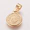 Ion Plating(IP) 304 Stainless Steel Pendants, Flat Round with Saint Benedict Medal, Golden, 16x13x2mm, Hole: 4x6mm