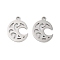 Non-Tarnish 316 Surgical Stainless Steel Pendants, Laser Cut, Moon Charm, Stainless Steel Color, 15.5x12x1.5mm, Hole: 1.5mm