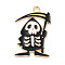 Halloween Themed KC Gold Plated Alloy Enamel Pendants, Skeleton, 26x17.5x1mm, Hole: 2mm