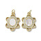 Brass Micro Pave Cubic Zirconia Pendants, Cadmium Free & Lead Free, with Shell, Flower, Real 18K Gold Plated, 21x14.5x3mm, Hole: 3mm