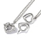 Brass Rhinestone Pendant Necklaces, Iron Rolo Chains, Heart, Platinum, 32.36 inch(82.2cm), Pendant: 31.5x31.5mm