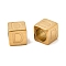 304 Stainless Steel European Beads, Large Hole Beads, Cube with Letter, Golden, Letter D, 7x7x7mm, Hole: 5.5mm