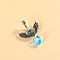 316L Surgical Stainless Steel Pave Cubic Zirconia Enamel Dangle Curved Barbell Belly Rings, Stainless Steel Color, Wing, Bar Length: 3/8