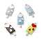Summer Theme Alloy Enamel Pendants, Ice Sucker with Heart Charms, Platinum, Mixed Color, 24x10x3mm, Hole: 1.8mm