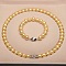 Shell Pearl Round Beaded Necklaces & Bracelets Sets for Women, Gold, 450x8mm, 2pcs/set