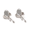 Non-Tarnish 304 Stainless Steel Word Dream Stud Earring Settings, Melting Heart with Teardrop Tray, Stainless Steel Color, Tray: 8.5x6mm, 20x14mm, Pin: 0.8mm