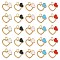 Alloy Enamel Pendants, Heart Ring with Heart, Golden, Mixed Color, 18x18x2.5mm, Hole: 2mm, 5 colors, 6pcs/color, 30pcs/box
