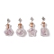 Natural Amethyst Chip Glass Bottle Pendants, with Tibetan Style Alloy Flower Beads, Antique Silver, Mixed Shapes, 43~47.5x15.5~20.56x12.5~20mm, Hole: 1.6mm