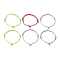 6Pcs 6 Colors Adjustable Waxed Polyester Cord Bracelet Making, with 304 Stainless Steel Rings, Stainless Steel Color, Inner Diameter: 2-3/8~5-1/8 inch(6~13cm), 1pc/color