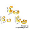 3 Pairs Elegant Fashionable Plastic Earring Sets, C-Shaped, Golden, 29~19x24~15mm