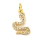 Rack Plating Brass Micro Pave Clear Cubic Zirconia Pendants, Long-Lasting Plated, with Jump Rings, Lead Free & Cadmium Free, Real 18K Gold Plated, Snake, 16.5x11x2mm, Hole: 3mm