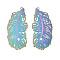 Ion Plating(IP) 304 Stainless Steel Filigree Big Pendants, Etched Metal Embellishments, Feather, Rainbow Color, 60x27x0.3mm, Hole: 1.6mm