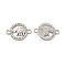 Alloy Connector Charms with Crystal Rhinestone, Flat Round Links with Elephant, Nickel, Platinum, 16x22.5x2.5mm, Hole: 2.4mm