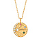 Golden Stainless Steel Micro Pave Cubic Zirconia Pendant Necklaces, Sun, 15.75 inch(40cm)