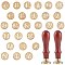 DIY Scrapbook, Brass Wax Seal Stamp, with Natural Wood Handle, Golden, 25x14mm, 26 letters, 1pc/letter, 26pcs/set