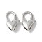 Brass Lobster Claw Clasps, Rack Plating, Long-Lasting Plated, Lead Free & Cadmium Free, Heart, Platinum, 13.5x8x4mm, Hole: 1.2mm