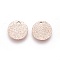 Ion Plating(IP) 304 Stainless Steel Charms, Textured, Flat Round with Bumpy, Rose Gold, 10x1mm, Hole: 1.2mm