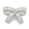 Rack Plating Brass Micro Pave Clear Cubic Zirconia Buttons, Long-Lasting Plated, Lead Free & Cadmium Free, Bowknot, 1-Hole, Platinum, 15x20x6.5mm, Hole: 1.2mm