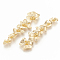 Brass Links connectors, Flower, Nickel Free, Real 18K Gold Plated, 58x15.5x4mm, Hole: 2mm