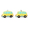 Resin Pendants, with Platinum Iron Peg Bail, Car, Yellow, 22x32x4.5mm, Hole: 2mm