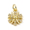 Brass Micro Pave Cubic Zirconia Charms, Cadmium Free & Lead Free, with Jump Rings, Snowflake Charms, Real 18K Gold Plated, 11.5x9x2.5mm, Hole: 3mm