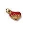 304 Stainless Steel Enamel Charms, Heart Shape Charms, Real 18K Gold Plated, Red, 12x14.5x4.5mm, Hole: 3.2mm