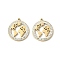 304 Stainless Steel Rhinestone Pendants, Earth, Ion Plating(IP), Real 18K Gold Plated, 17x15x2mm, Hole: 0.9mm