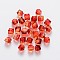 Transparent Spray Painted Crackle Acrylic Beads, Two Tone, Polygon, FireBrick, 7.5x8x8mm, Hole: 1.8mm, 100pcs/bag