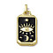 Alloy Enamel Pendants, Rectangle, Tarot Pattern Charm, Golden, Black, Eye Pattern, 26x14x2mm, Hole: 2x3mm