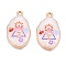 Printed Rack Plating Alloy Enamel Pendants, Golden, Oval Charm, Triangle, 28.5x17x4mm, Hole: 1.8~2mm
