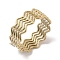 Ion Plating(IP) 304 Stainless Steel Wave Finger Rings for Women, Real 18K Gold Plated, 7.5mm, Inner Diameter: 17mm