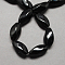 Handmade Porcelain Beads, Bright Glazed Porcelain, Oval, Black, 17x9x9mm, Hole: 3mm