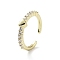 Heart Rack Plating Brass Micro Pave Clear Cubic Zirconia Open Rings, Long-Lasting Plated Cuff Ring for Women, Lead Free & Cadmium Free, Real 18K Gold Plated, US Size 6 1/2(16.9mm)