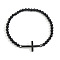 Men's Black Agate Beaded Cross Link Bracelet, 7-7/8 inch(20cm)