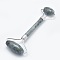 Natural Labradorite Brass Face Massager, Facial Rollers, Platinum, 142~150x54~58x19~22mm