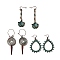 3 Pair 3 Style Alloy Ginkgo Leaf & Teardrop & Vortex Dangle Earrings, Wood Triangle Beaded Long Dangle Earrings for Women, Red Copper & Green Patina, 53~73mm, Pin: 0.8mm, 1 Pair/style